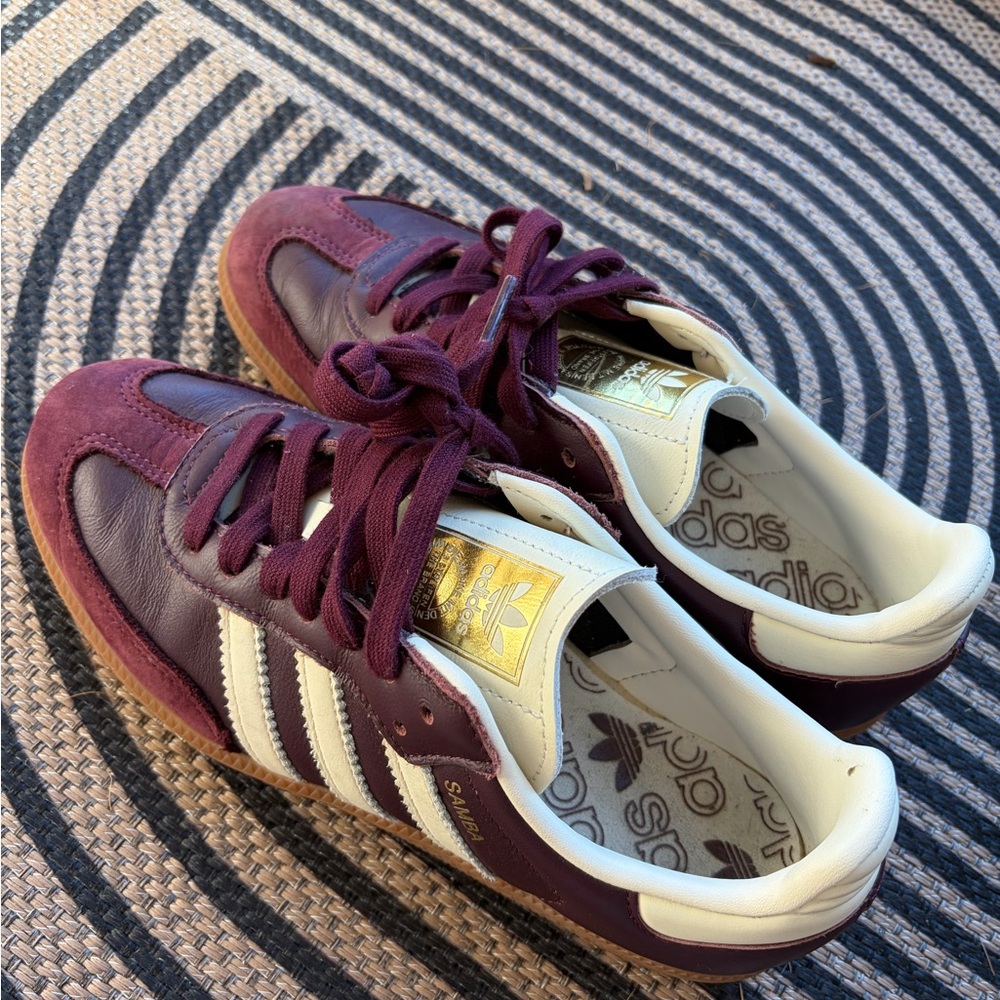 Adidas Maroon and Cream Sneakers